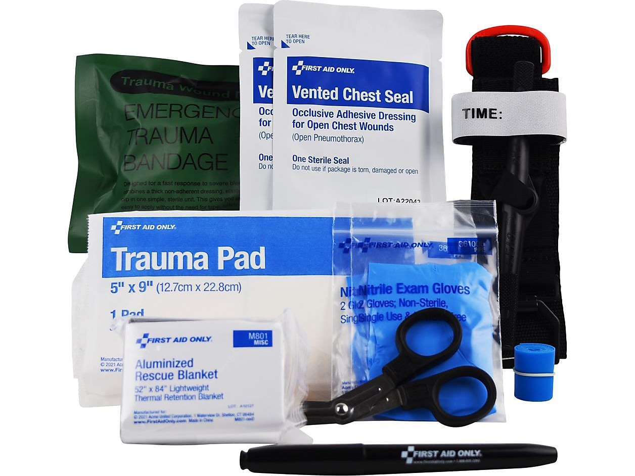 First Aid Only Right Response Bleeding Control Kit for Limb & Chest Wounds