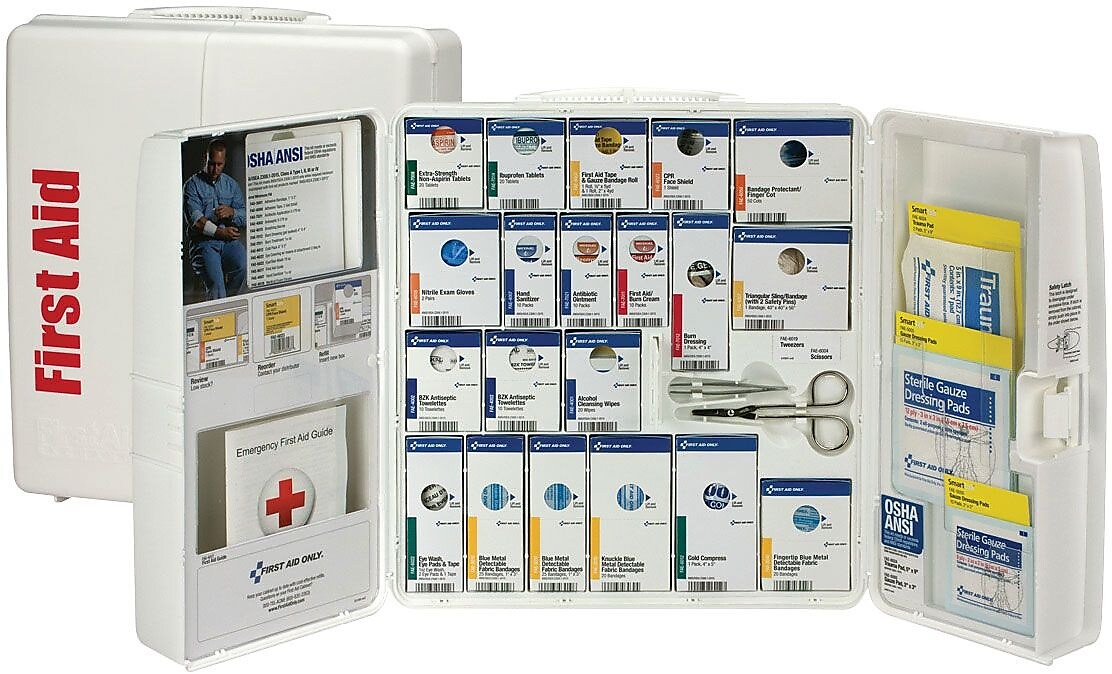 First Aid Only SmartCompliance Food Service Cabinet, ANSI Class A/ANSI 2021, 50 People, 289 Pieces, White, Kit
