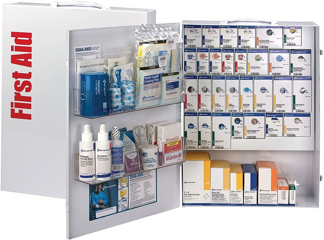 First Aid Only SmartCompliance Office First Aid Cabinet, ANSI Class B, 150 People, 668 Pieces, White, Kit