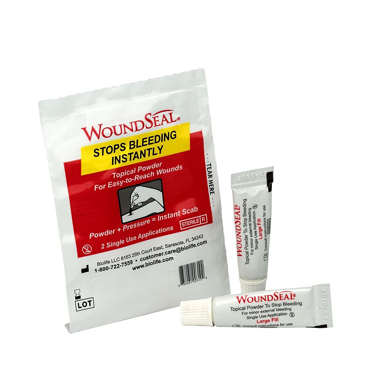 First Aid Only Woundseal Blood Clot Powder, 2/Pack