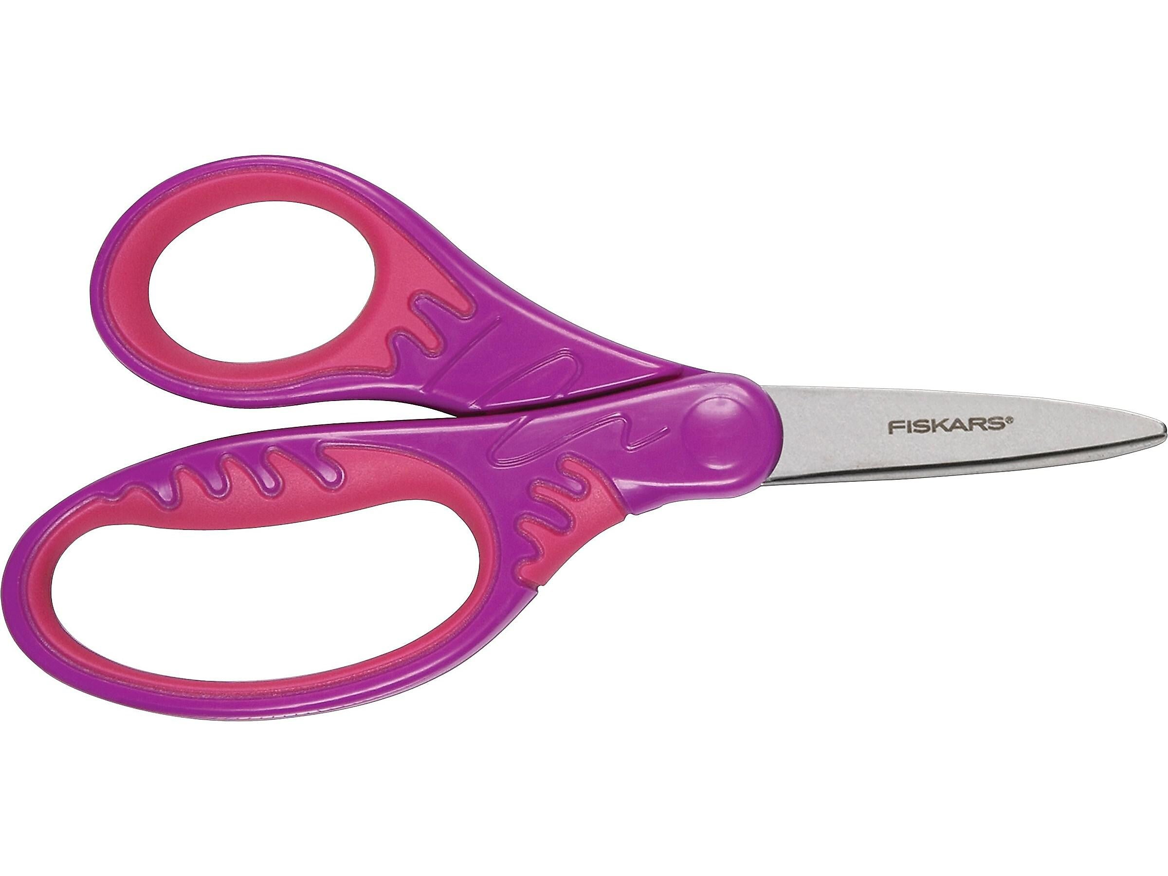 Fiskars Softgrip 5" Stainless Steel Kid's Scissors, Pointed Tip, Assorted Colors