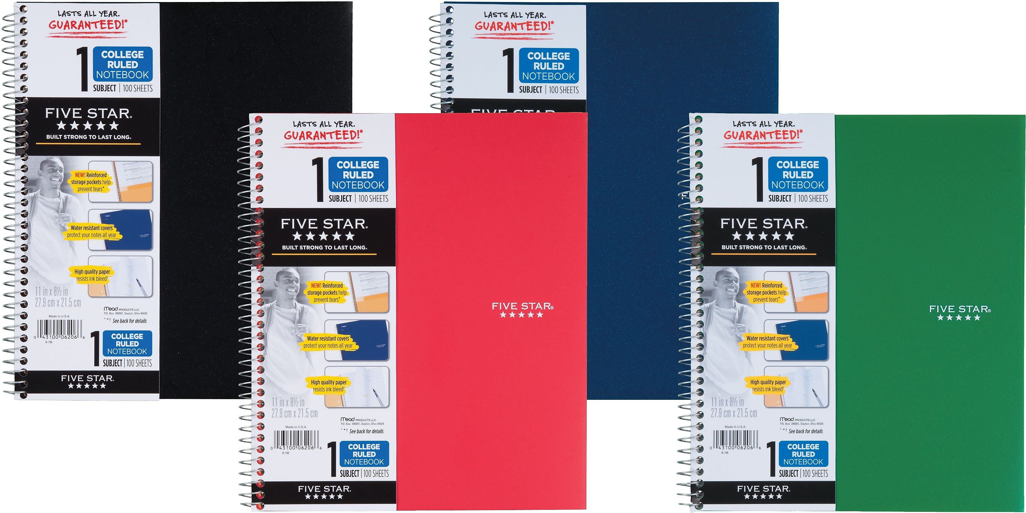 Five Star 1-Subject Notebook, 8.5