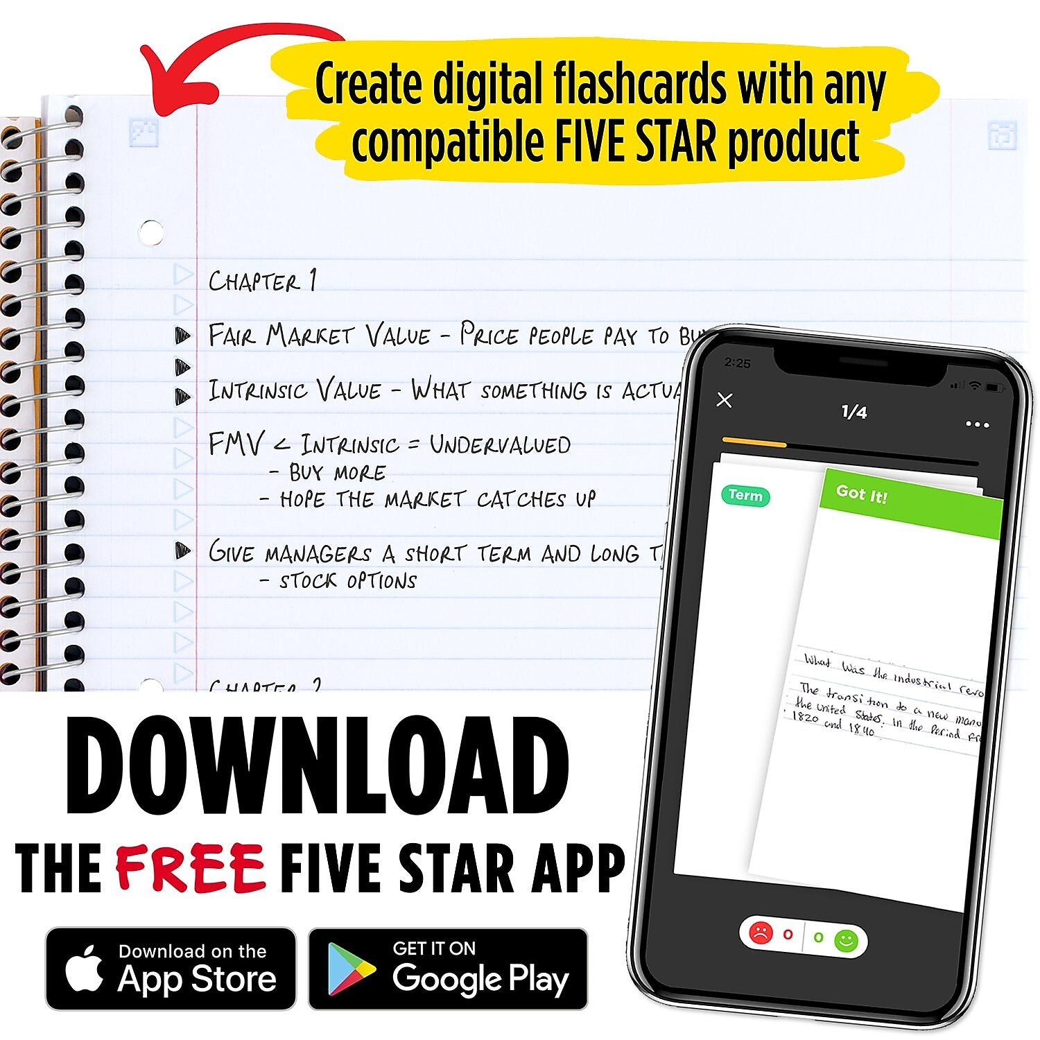 Five Star 3-Subject Notebooks, 8.5