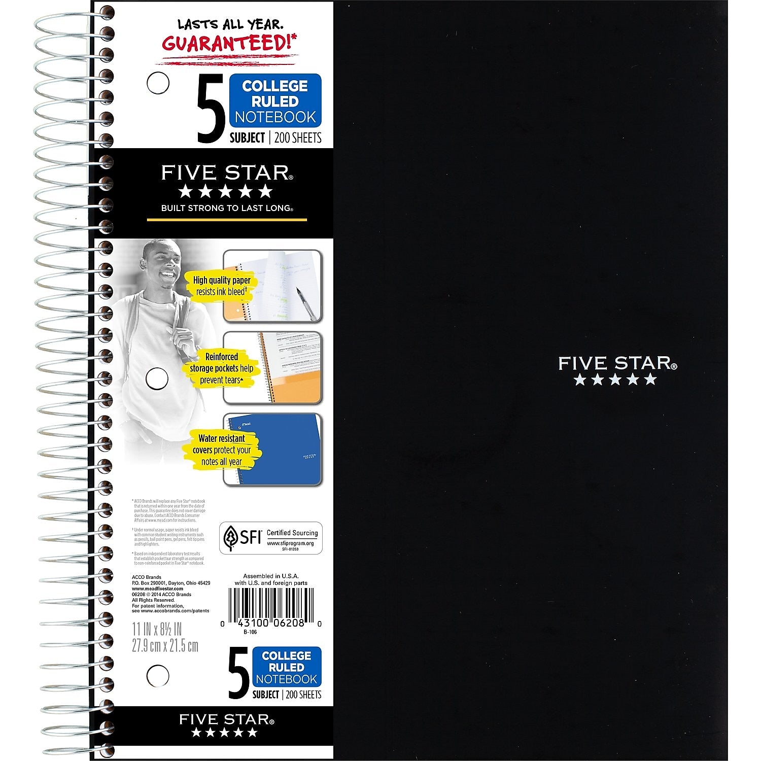 Five Star 5-Subject Notebook, 8.5