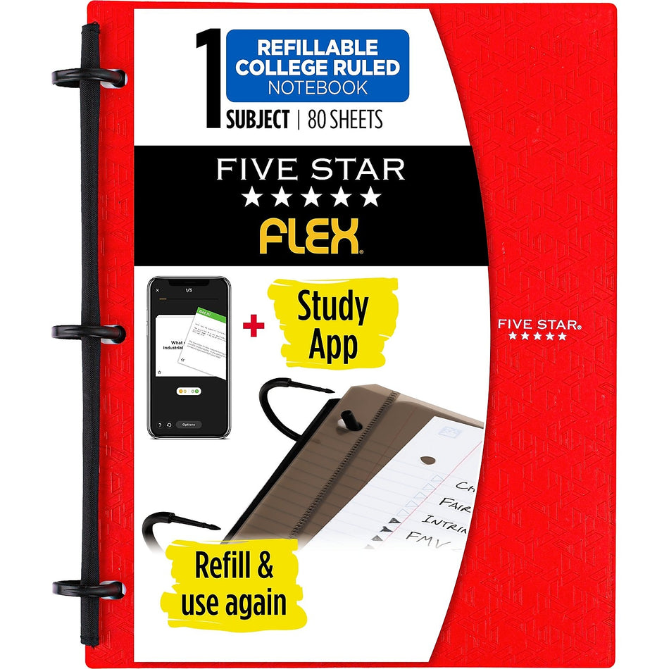 Five Star Flex 1-Subject Notebooks, 8.5" x 11", College Ruled, 80 Sheets, Assorted