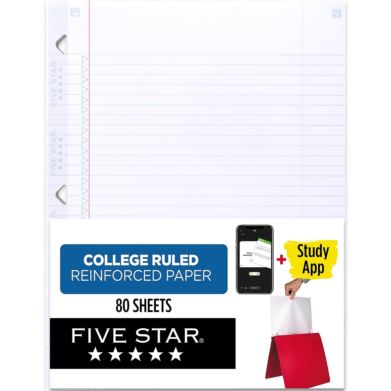 Five Star Reinforced College Ruled Filler Paper, 8.5
