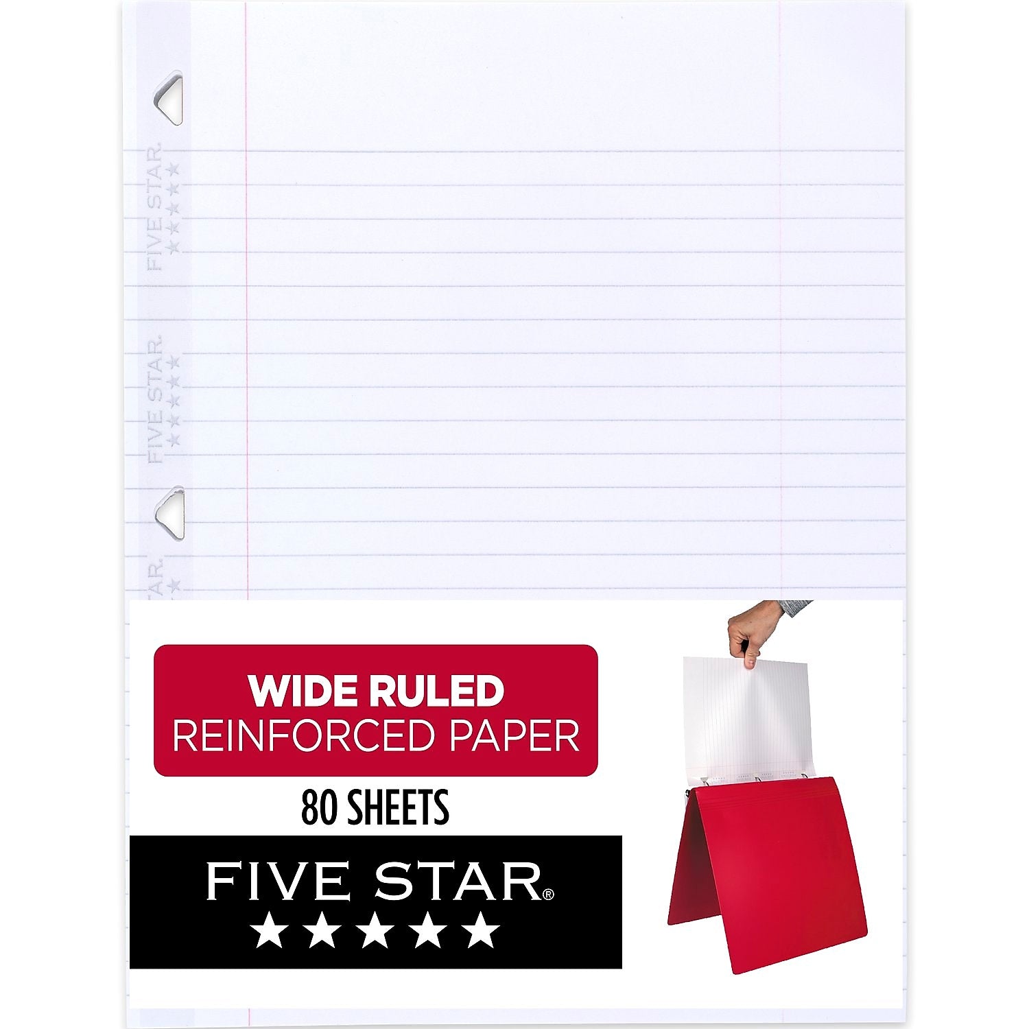 Five Star Reinforced Wide Ruled Filler Paper, 8