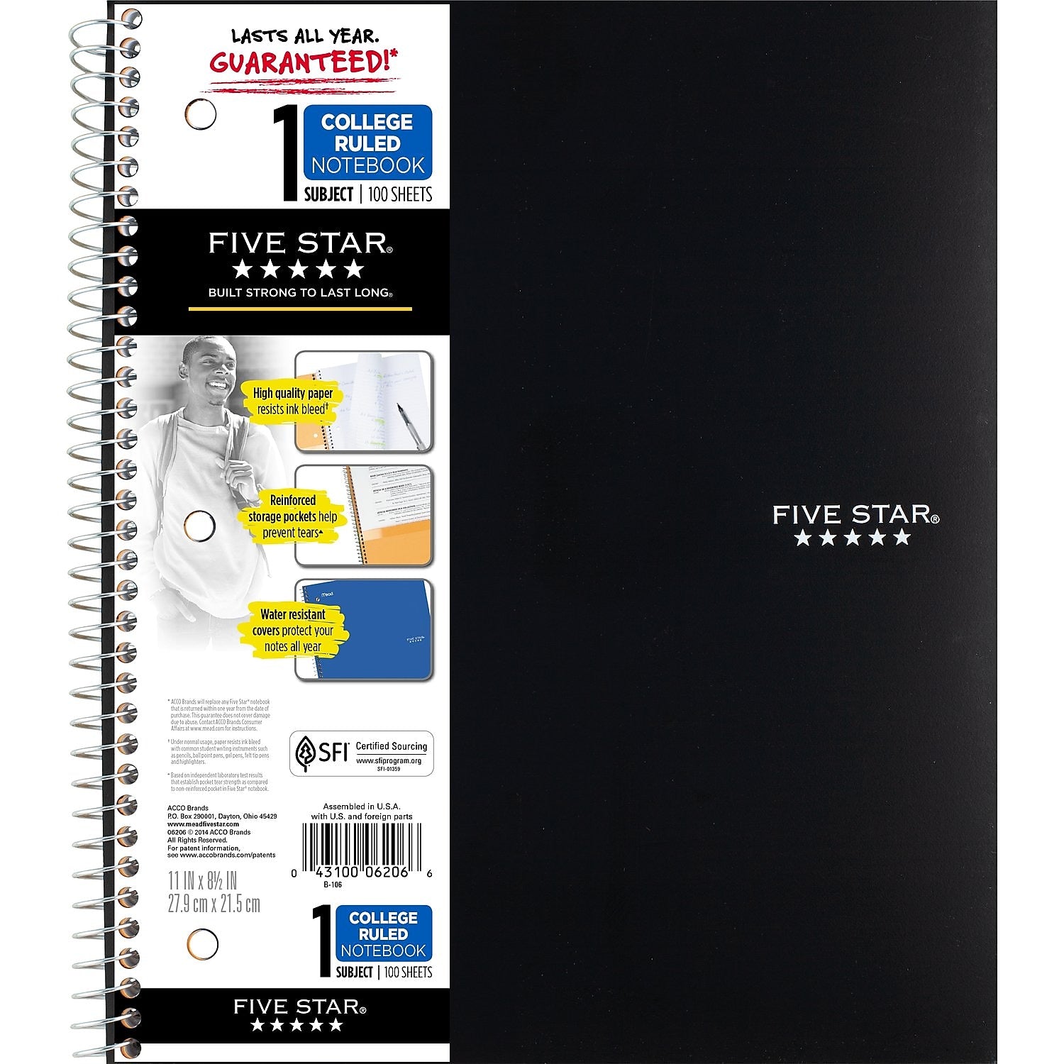 Five Star Wirebound Notebook, 1-Subject Notebook, 8.5