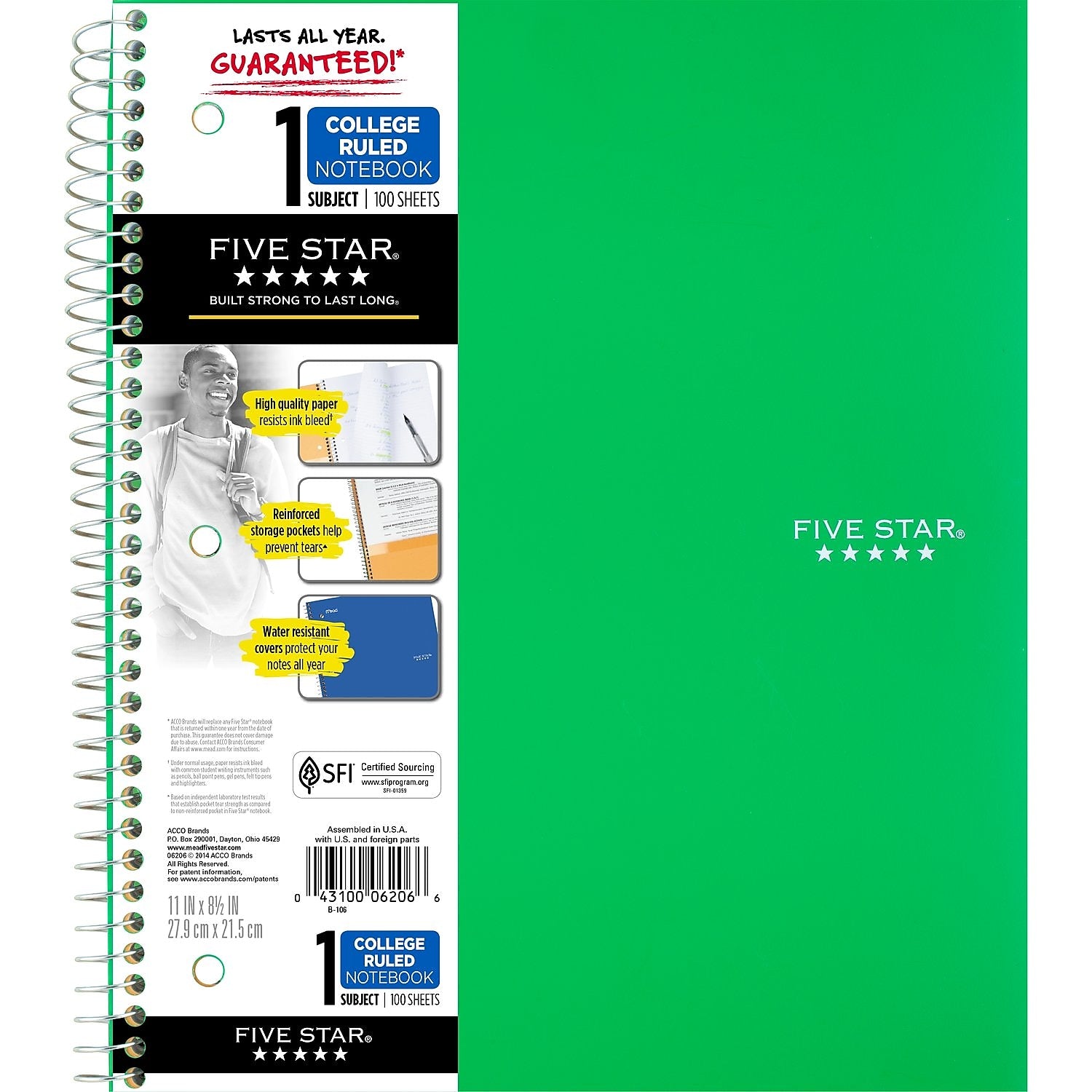 Five Star® Wirebound Notebook, 1-Subject Notebook, 8.5