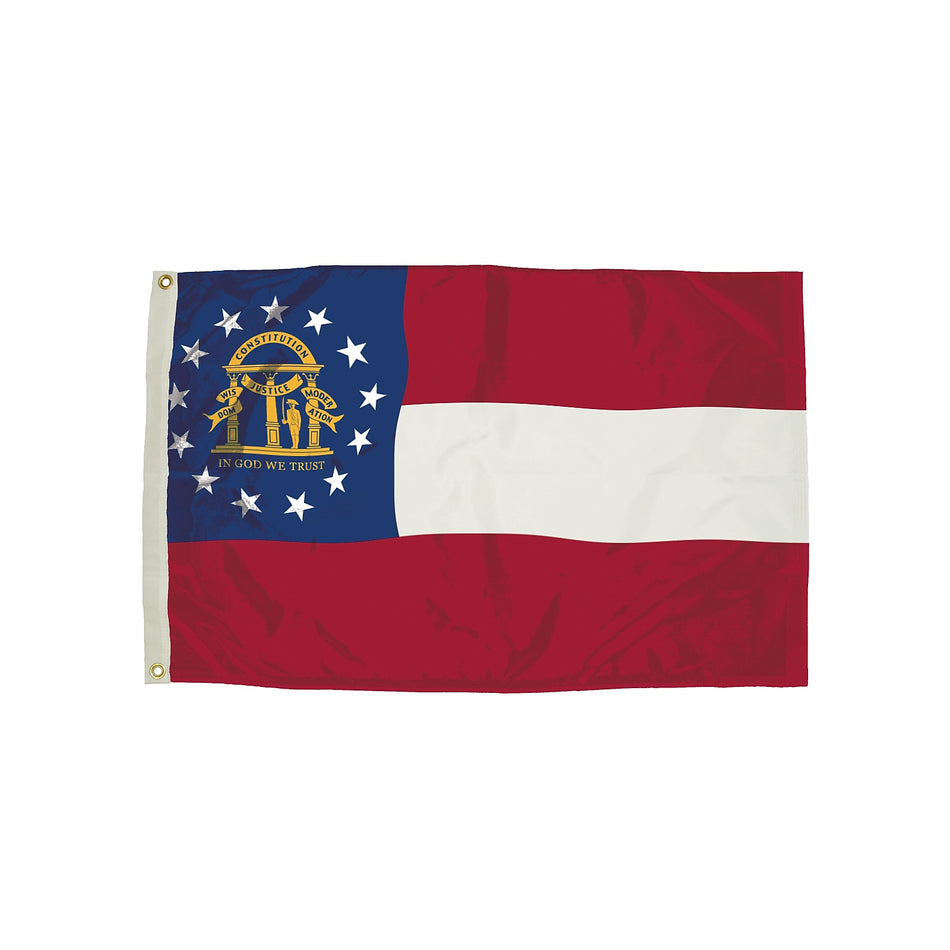 Flagzone Georgia Flag with Heading and Grommets, 3' x 5', Each