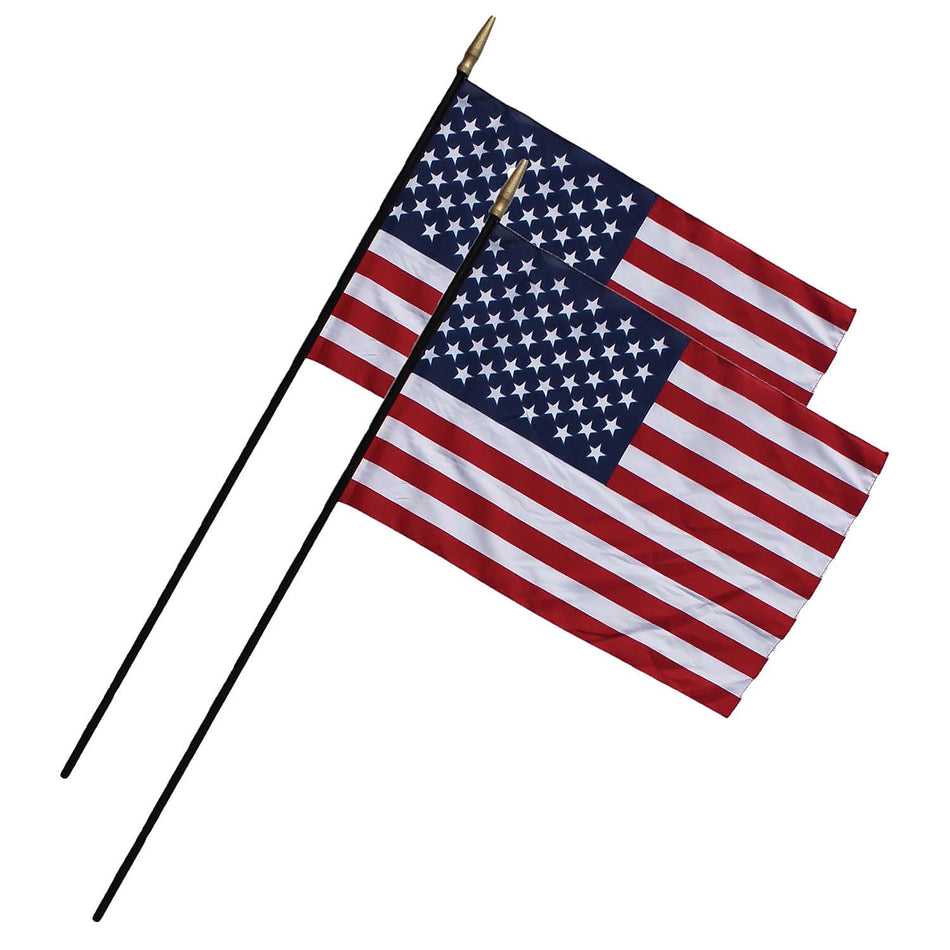 FlagZone Heritage 24" x 36" United States Classroom Flag with 7/16" x 48" Staff, Polyester Blend, Pack of 2