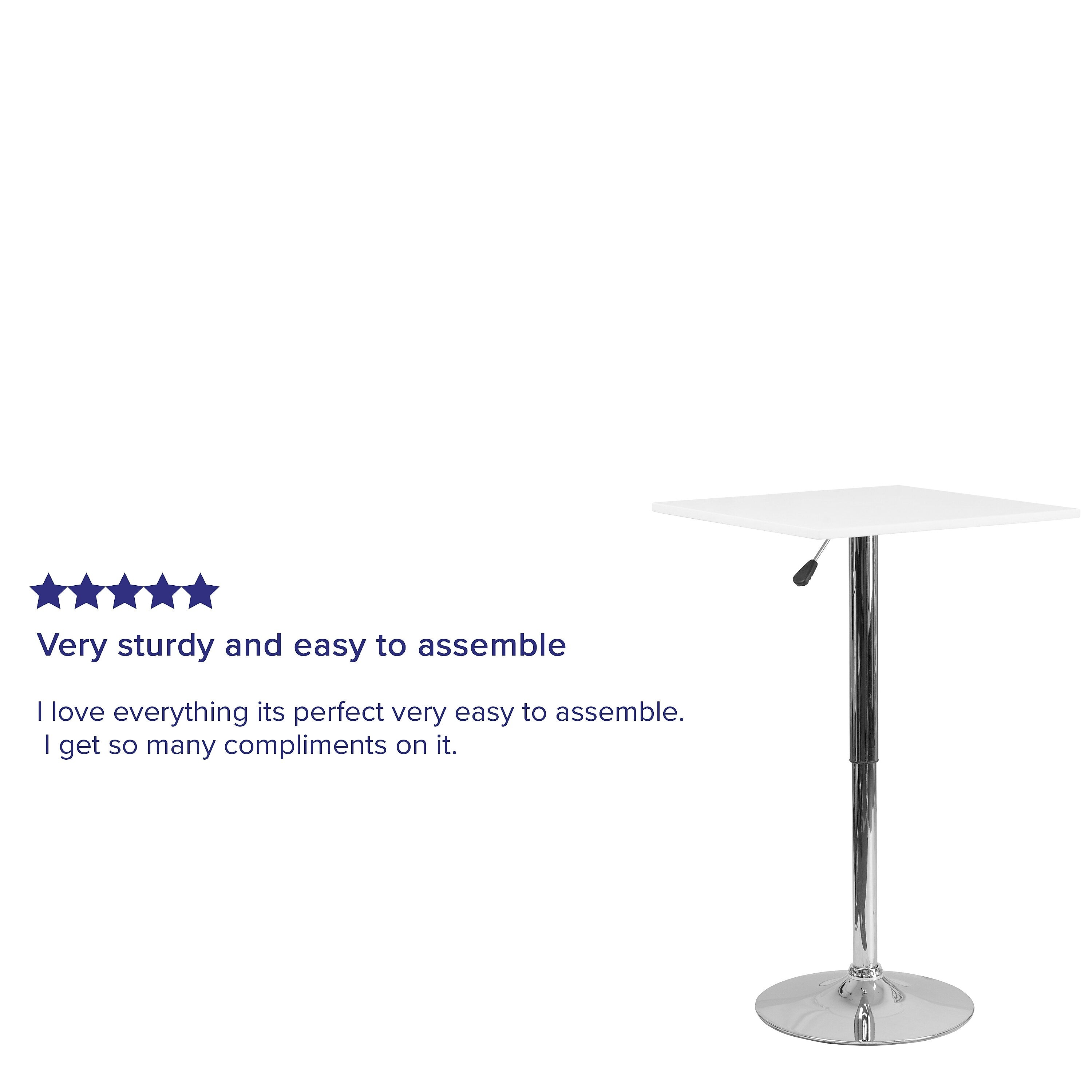 Flash Furniture 23.75'' Square Adjustable-Height White Wood Table