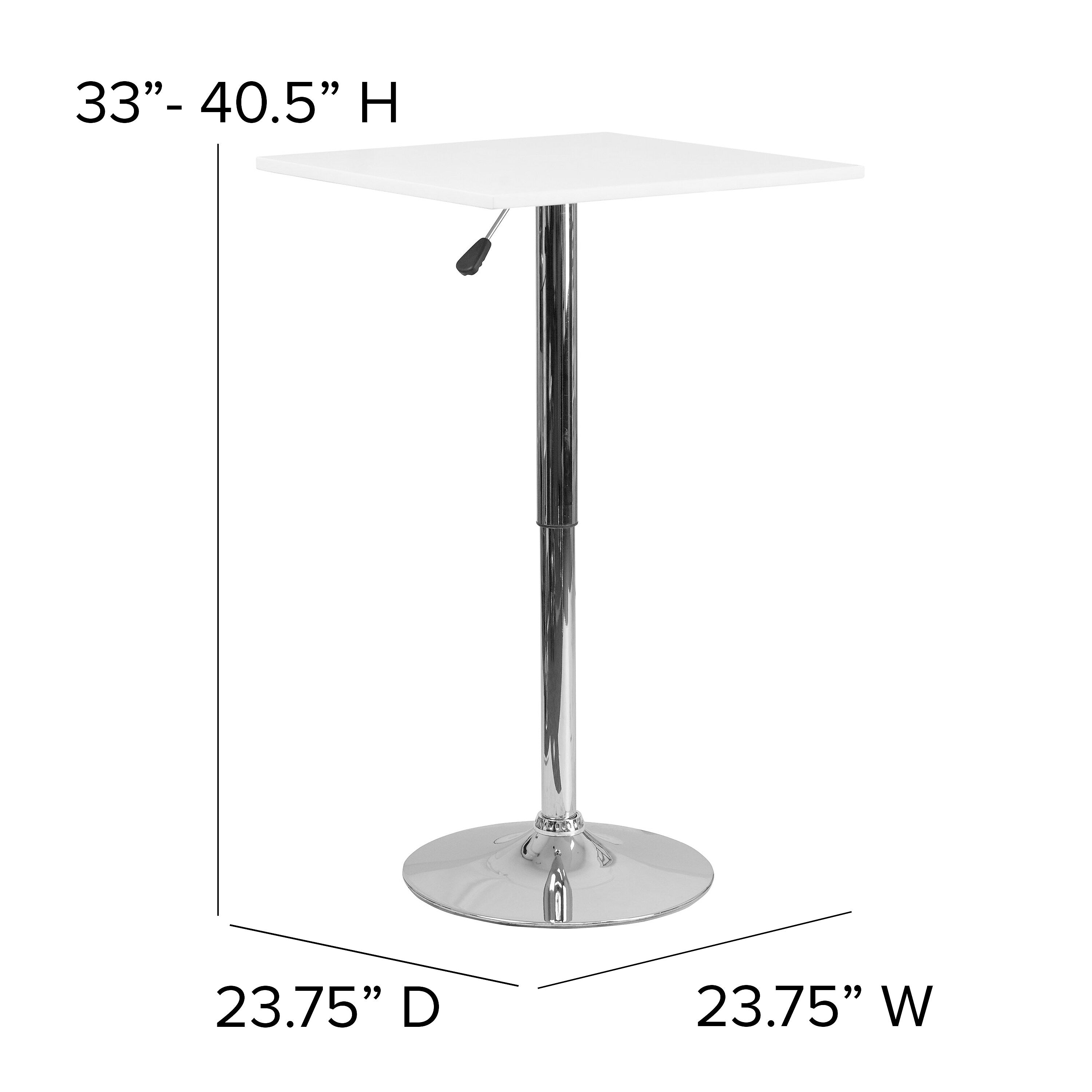 Flash Furniture 23.75'' Square Adjustable-Height White Wood Table