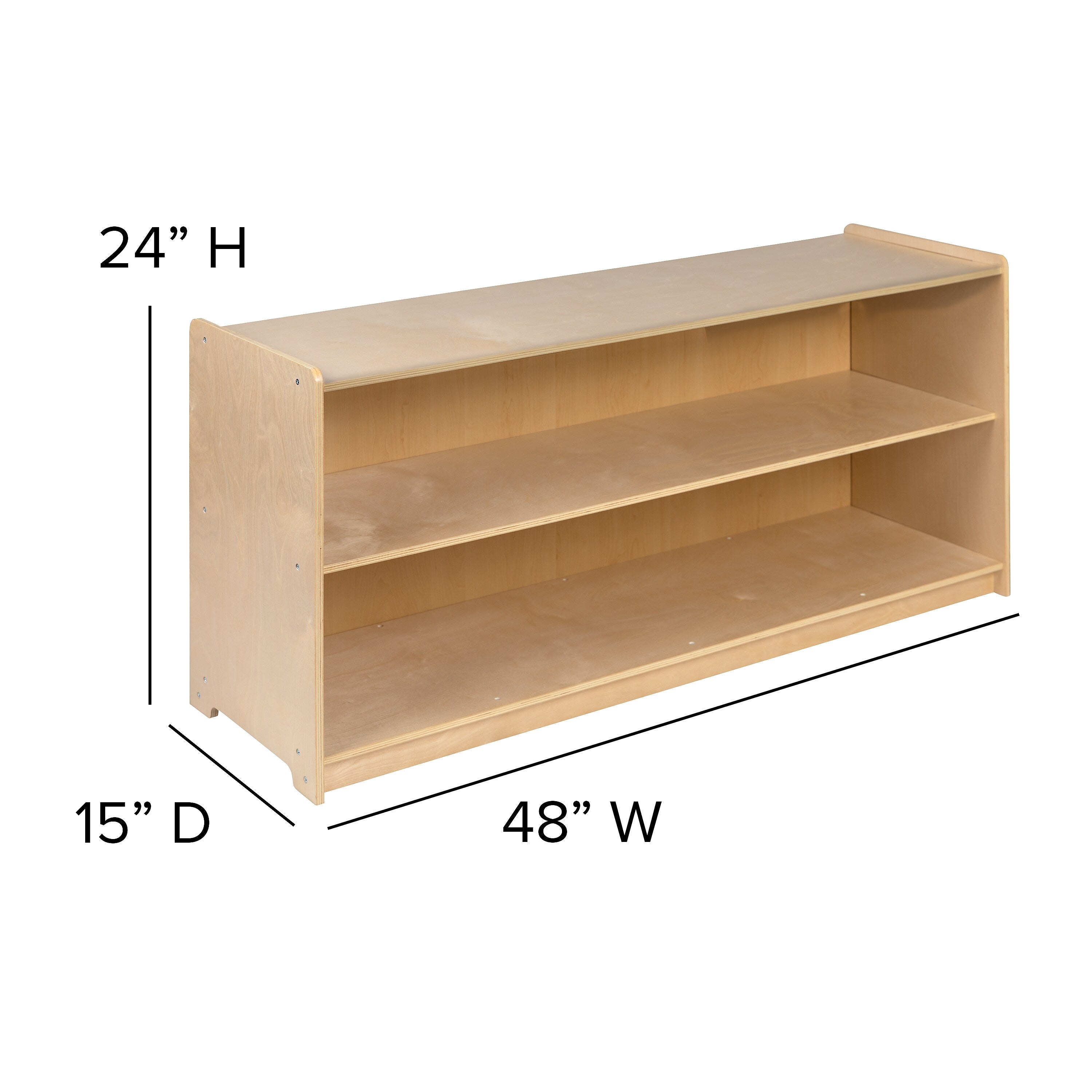 Flash Furniture 24"H x 48"L Wooden 2 Section School Classroom Storage Cabinet, Natural