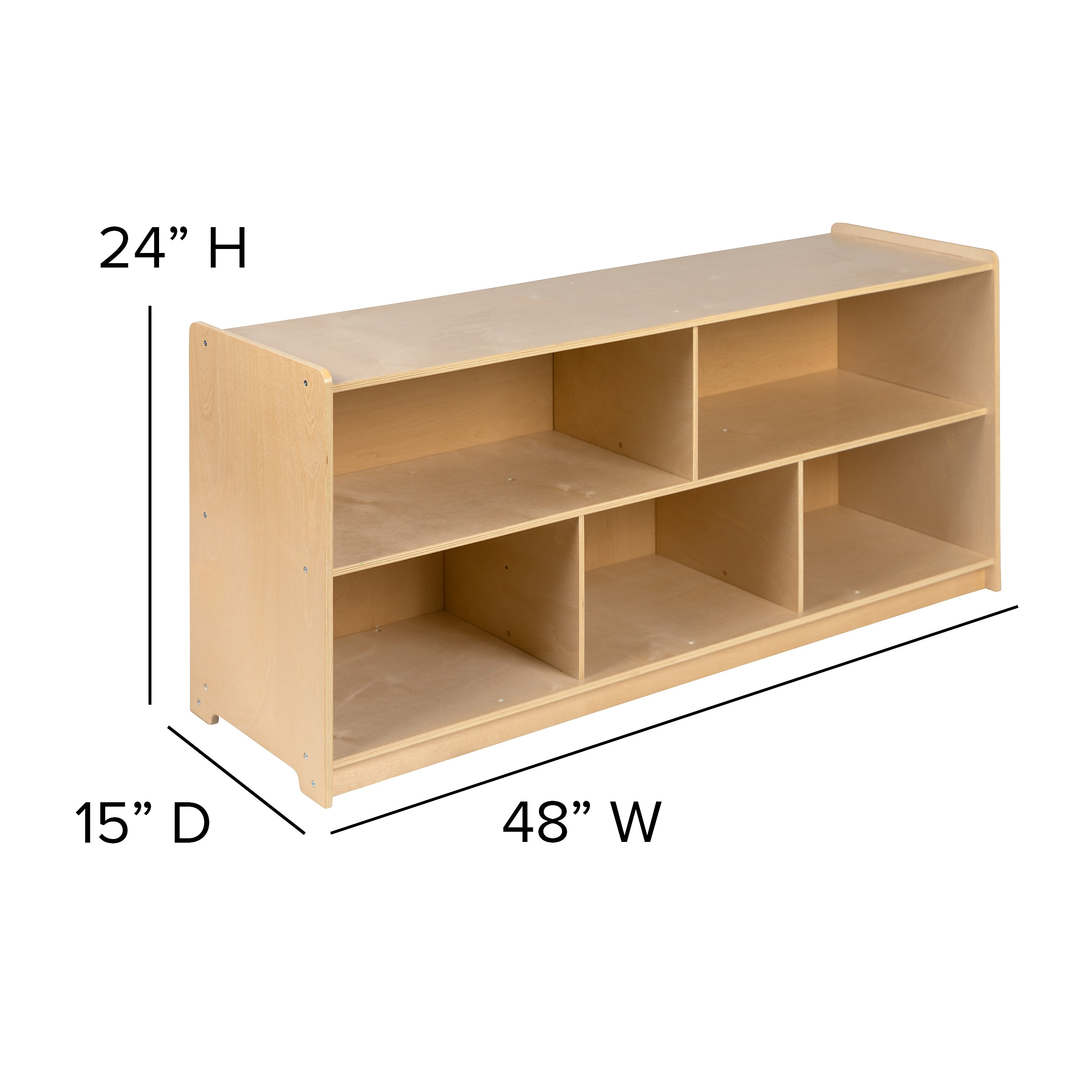 Flash Furniture 24"H x 48"L Wooden 5 Section School Classroom Storage Cabinet, Natural