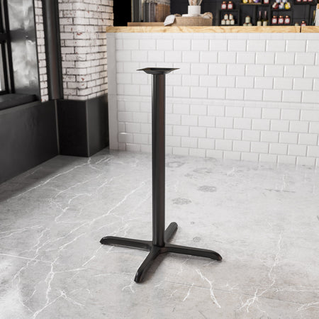 Flash Furniture 30'' x 30'' Restaurant Table X-Base W/3'' Dia. Bar Height Column, Black