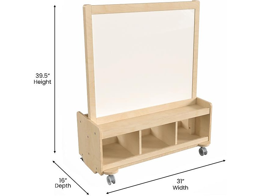 Flash Furniture Bright Beginnings 2-Person Art Station, 39.5", Brown Birch Plywood