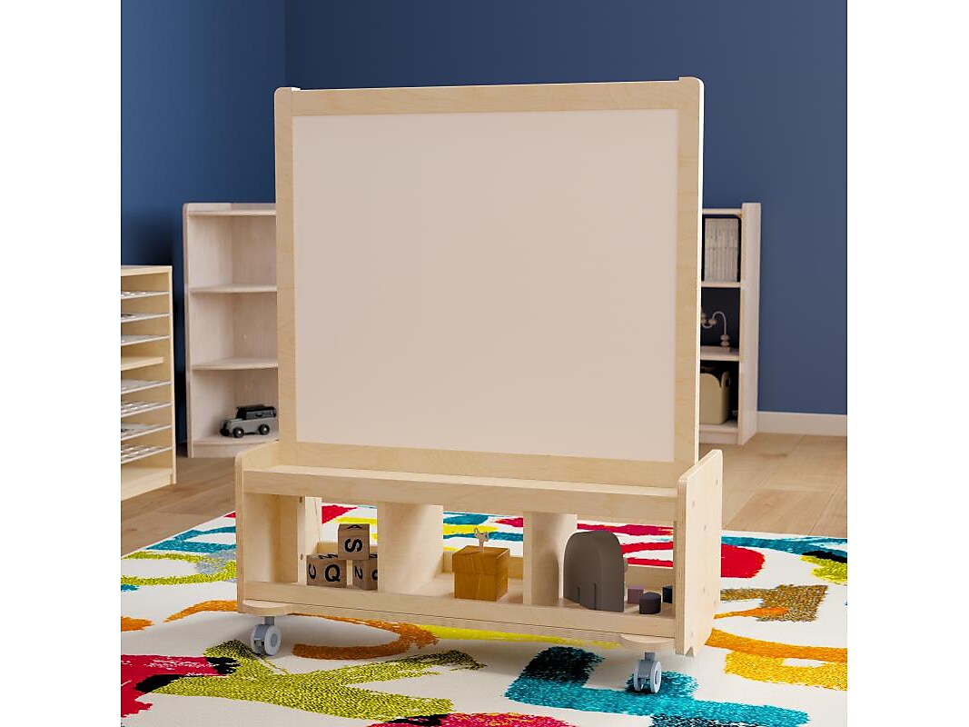 Flash Furniture Bright Beginnings 2-Person Art Station, 39.5", Brown Birch Plywood