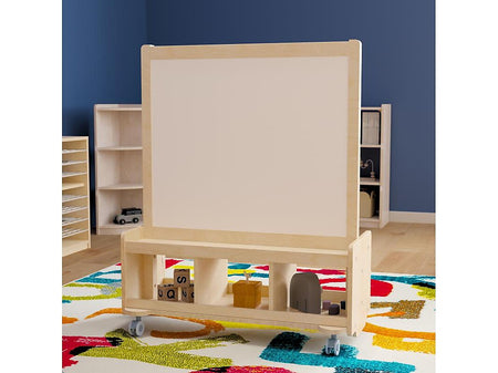 Flash Furniture Bright Beginnings 2-Person Art Station, 39.5", Brown Birch Plywood