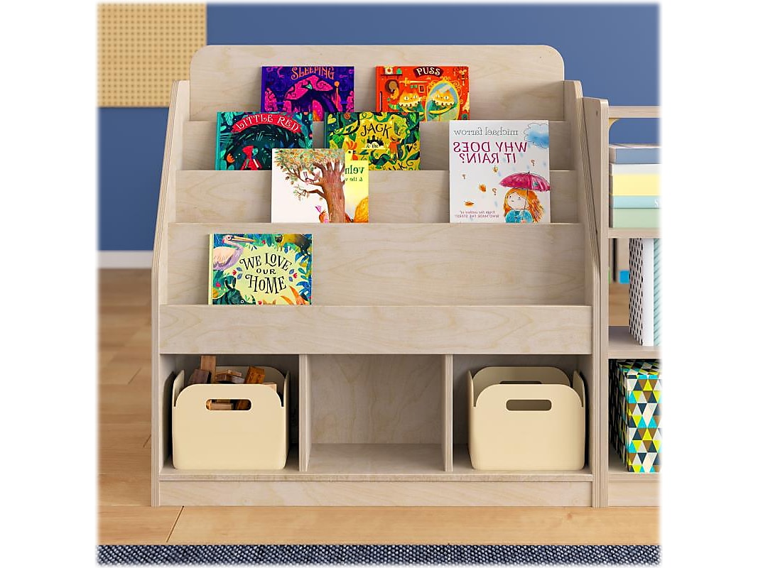 Flash Furniture Bright Beginnings 3-Section Modular Bookstand with Storage, 36" x 34.75", Brown