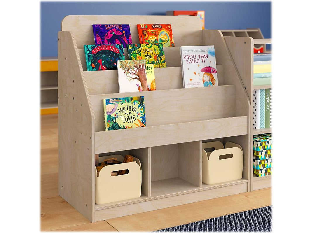 Flash Furniture Bright Beginnings 3-Section Modular Bookstand with Storage, 36" x 34.75", Brown