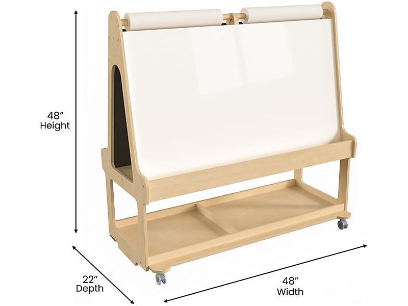 Flash Furniture Bright Beginnings 4-Person Art Station, 48", Natural Birch Plywood