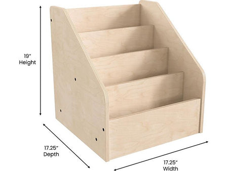 Flash Furniture Bright Beginnings 4-Section Book Display Unit, 19"H x 17.25"W x 17.25"D, Brown