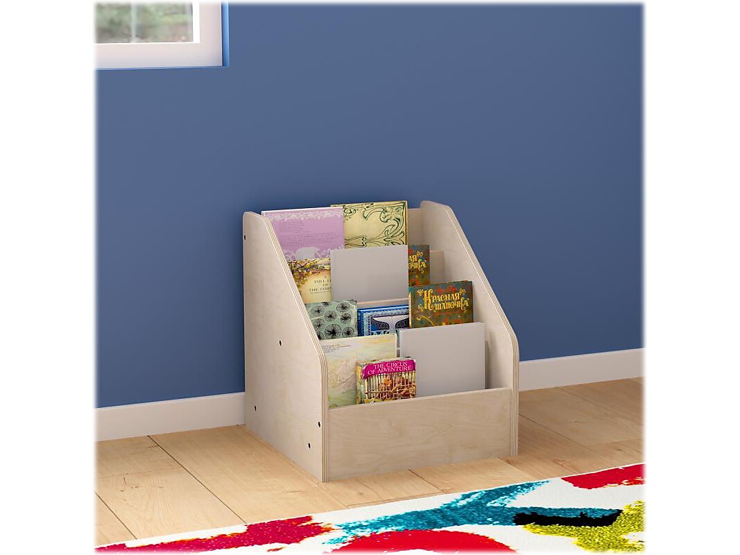 Flash Furniture Bright Beginnings 4-Section Book Display Unit, 19"H x 17.25"W x 17.25"D, Brown