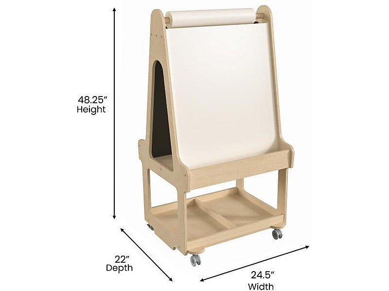 Flash Furniture Bright Beginnings Display Easel, 48.25", Brown Birch Plywood