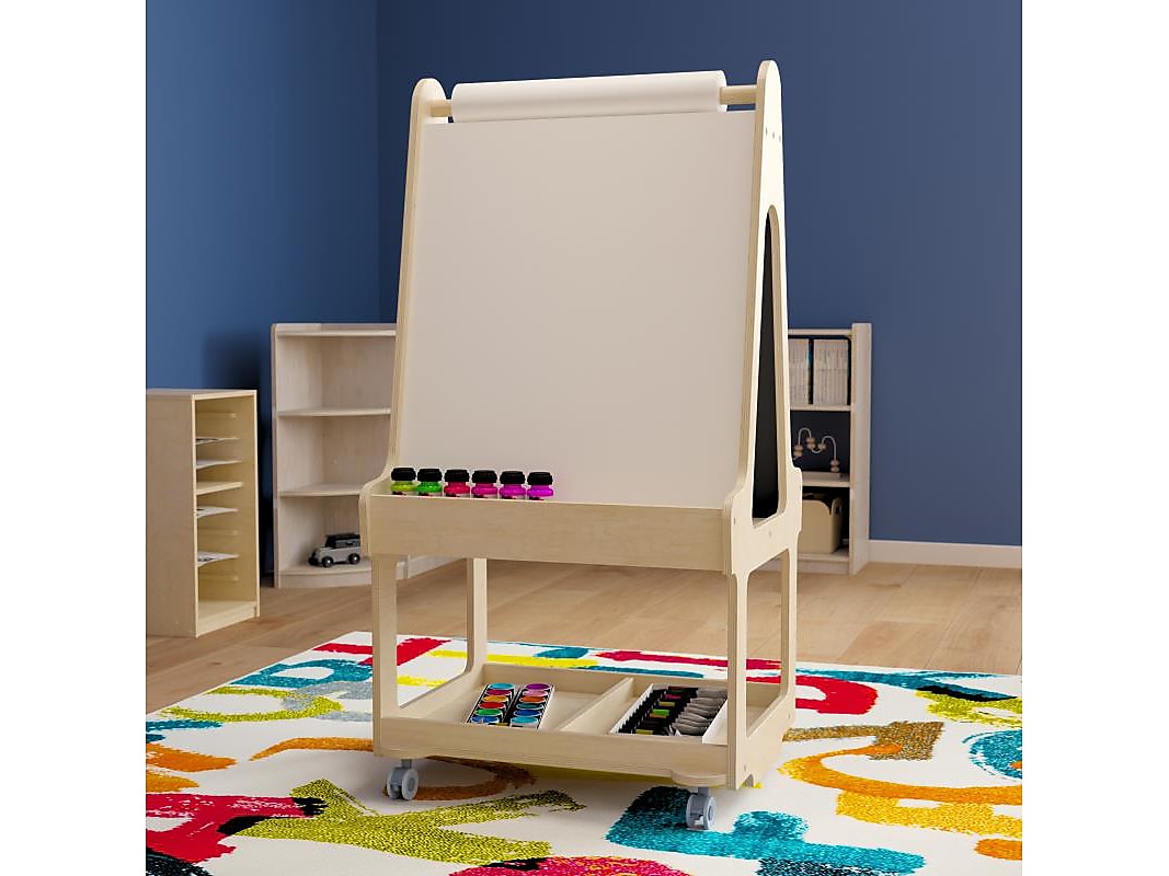 Flash Furniture Bright Beginnings Display Easel, 48.25", Brown Birch Plywood