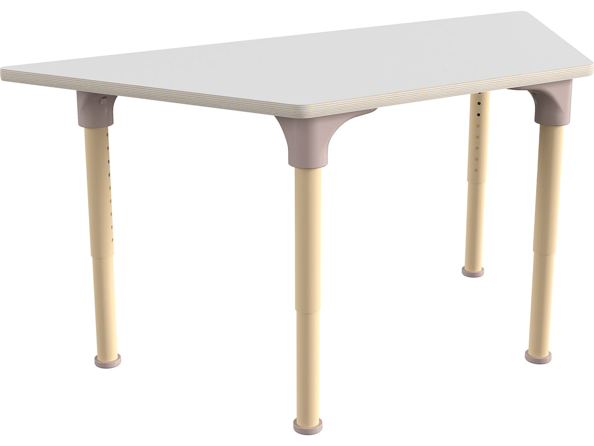 Flash Furniture Bright Beginnings Hercules Trapezoid Table, 47" x 20.75", Height Adjustable, Beech/White