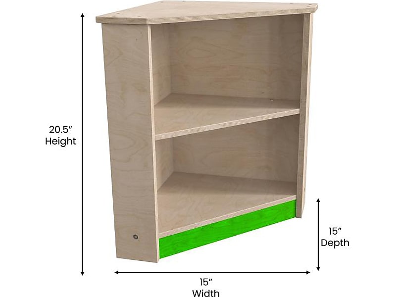 Flash Furniture Bright Beginnings Kids' 2-Tier Corner Kitchen Cabinet, Brown/Green