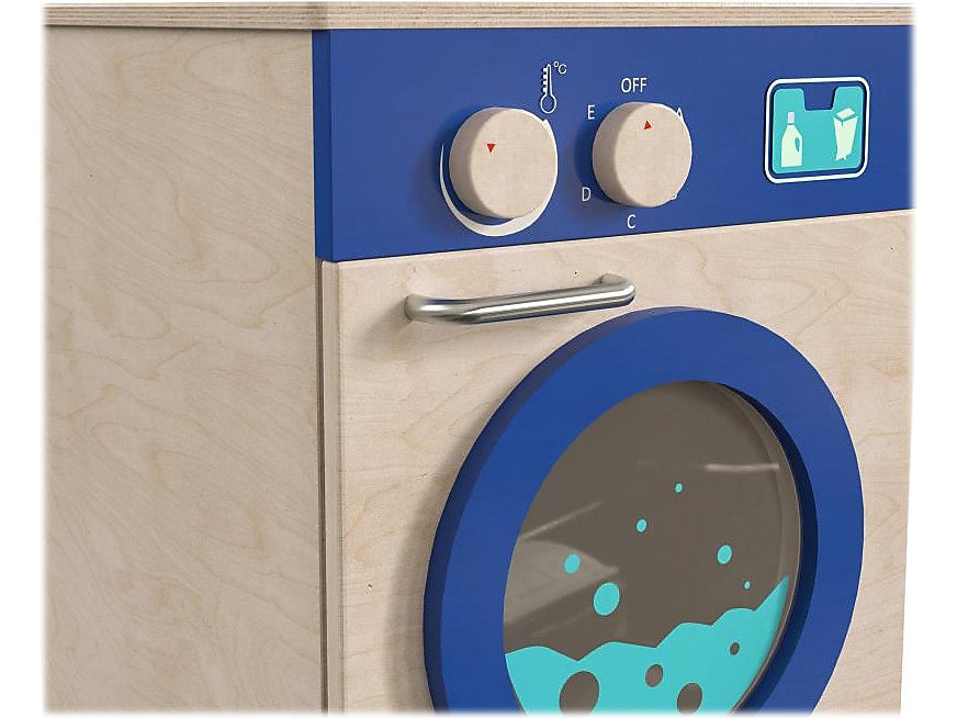 Flash Furniture Bright Beginnings Kids' Washing Machine with Integrated Storage, Brown/Blue