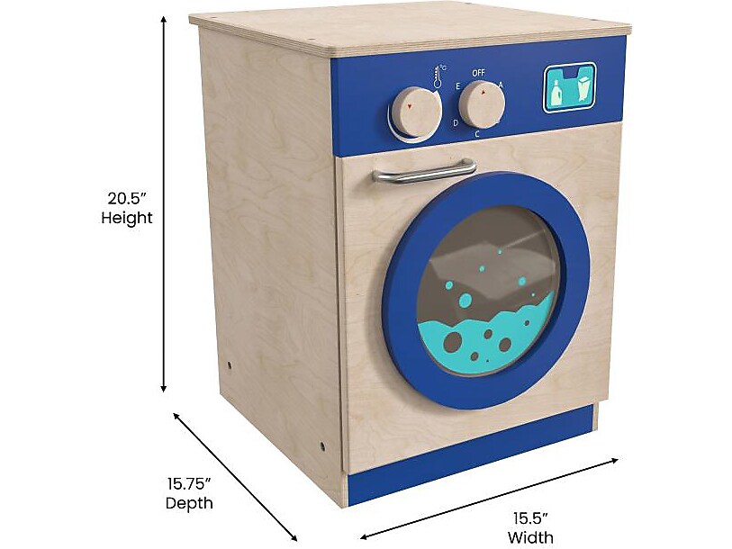 Flash Furniture Bright Beginnings Kids' Washing Machine with Integrated Storage, Brown/Blue