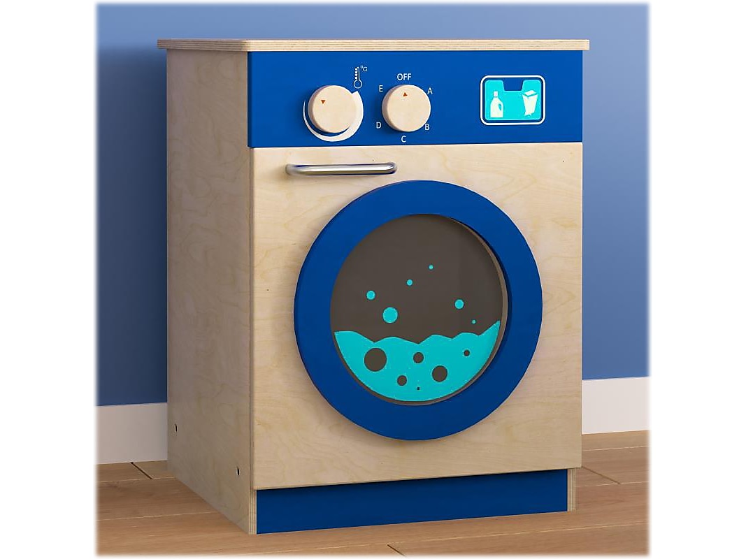 Flash Furniture Bright Beginnings Kids' Washing Machine with Integrated Storage, Brown/Blue