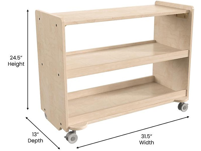 Flash Furniture Bright Beginnings Mobile 2-Section Storage Cart, 24.5