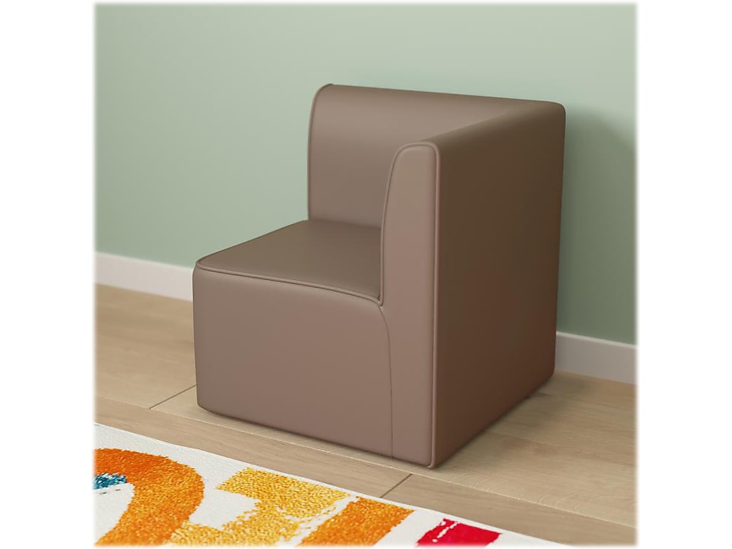 Flash Furniture Bright Beginnings Vinyl Classroom Modular 1-Seater Corner Chair, Brown