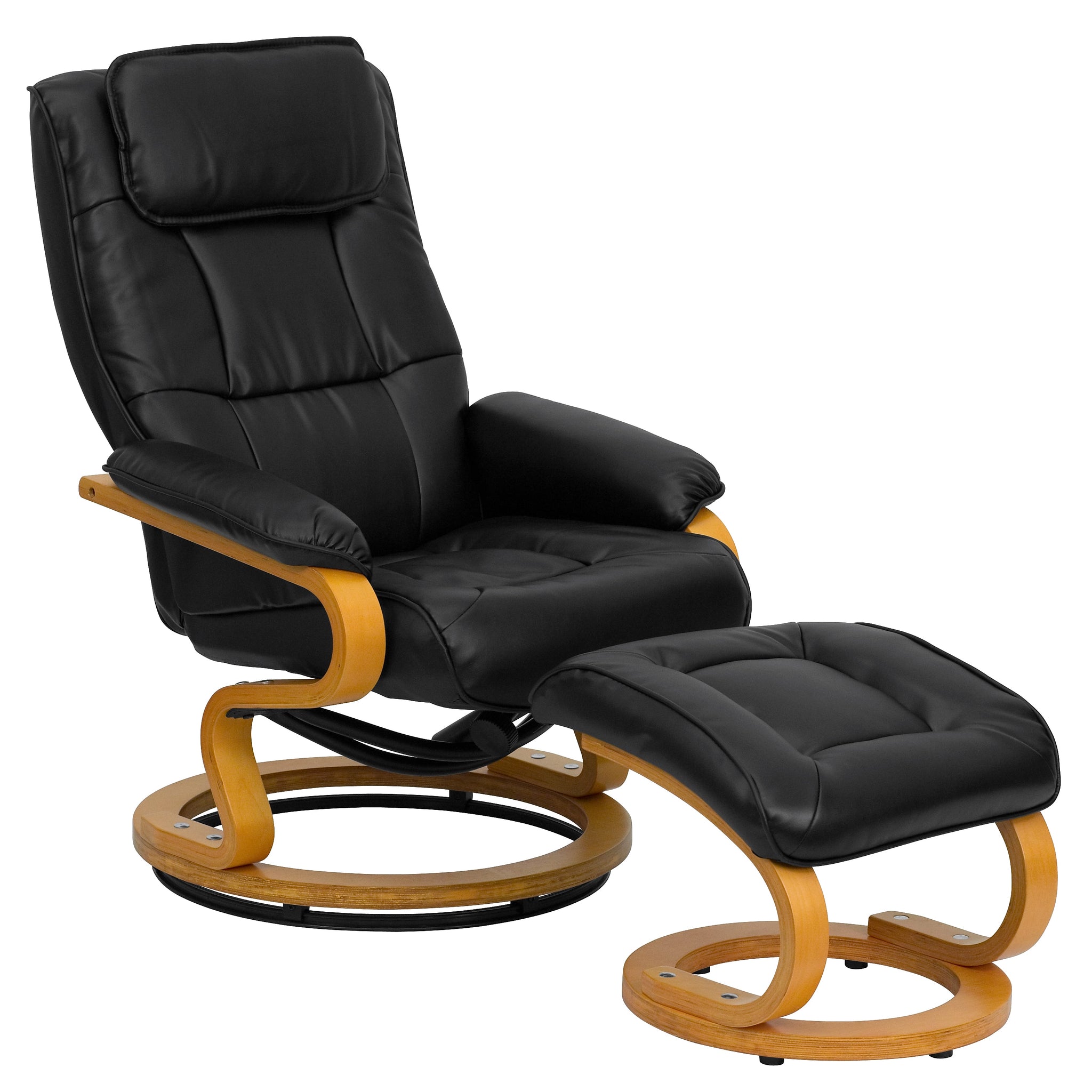 Flash Furniture Contemporary Leather Recliner and Ottoman, Black