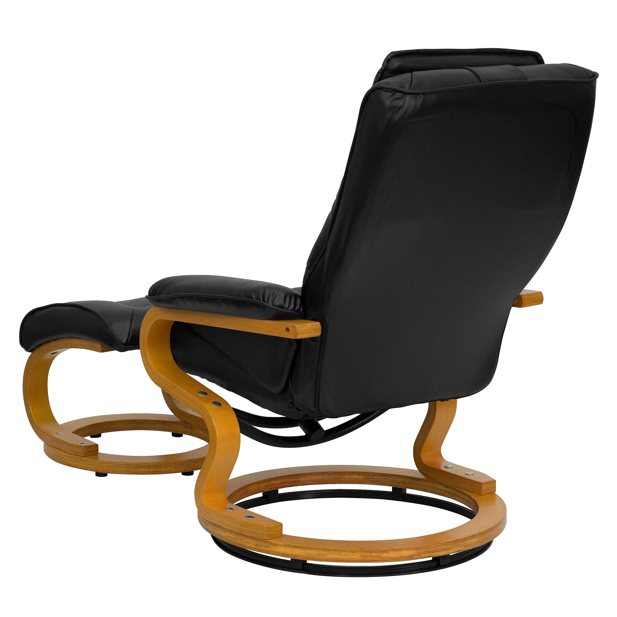Flash Furniture Contemporary Leather Recliner and Ottoman, Black