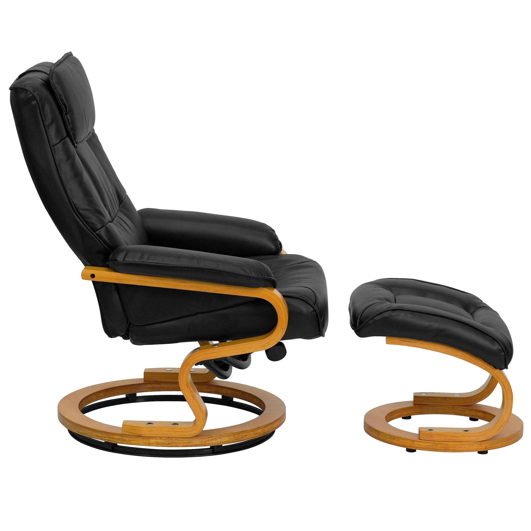 Flash Furniture Contemporary Leather Recliner and Ottoman, Black