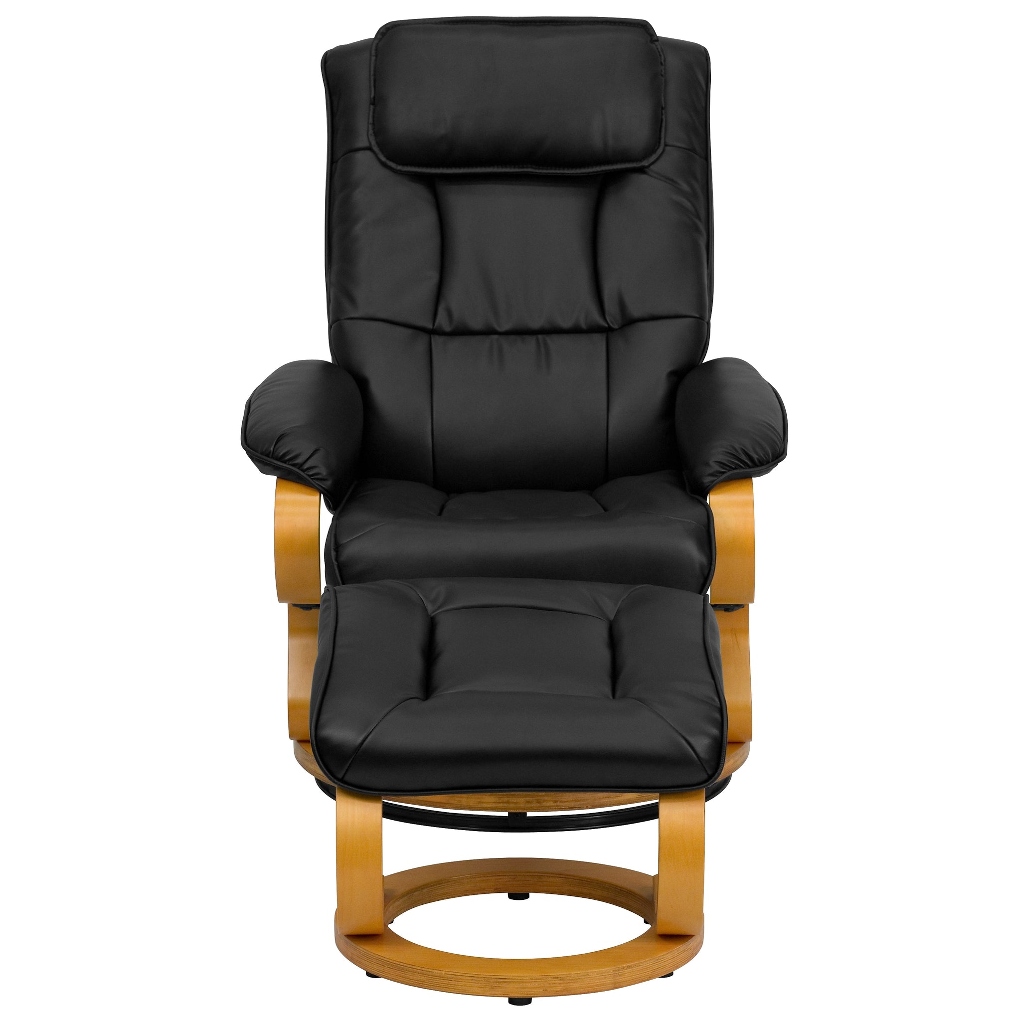 Flash Furniture Contemporary Leather Recliner and Ottoman, Black