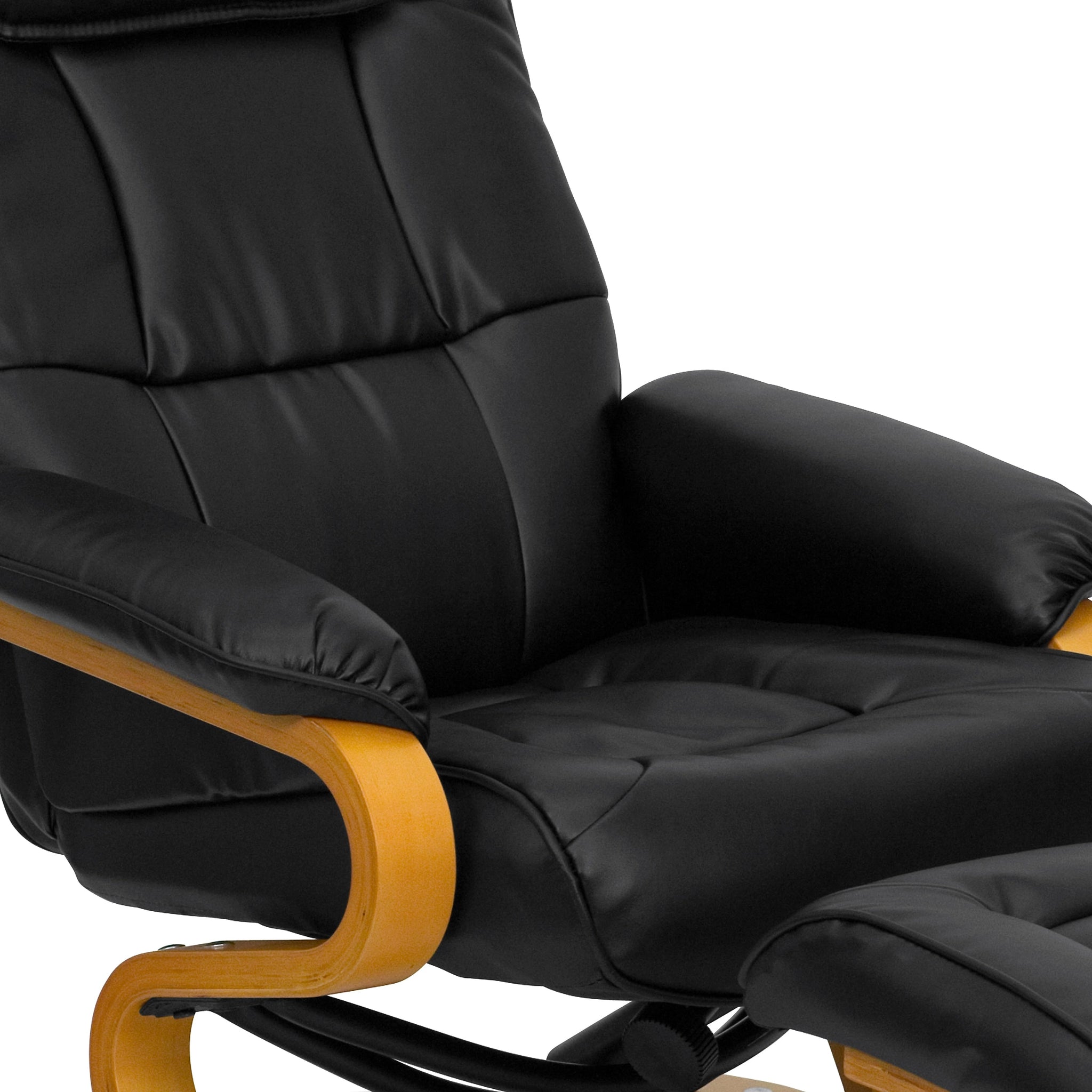 Flash Furniture Contemporary Leather Recliner and Ottoman, Black
