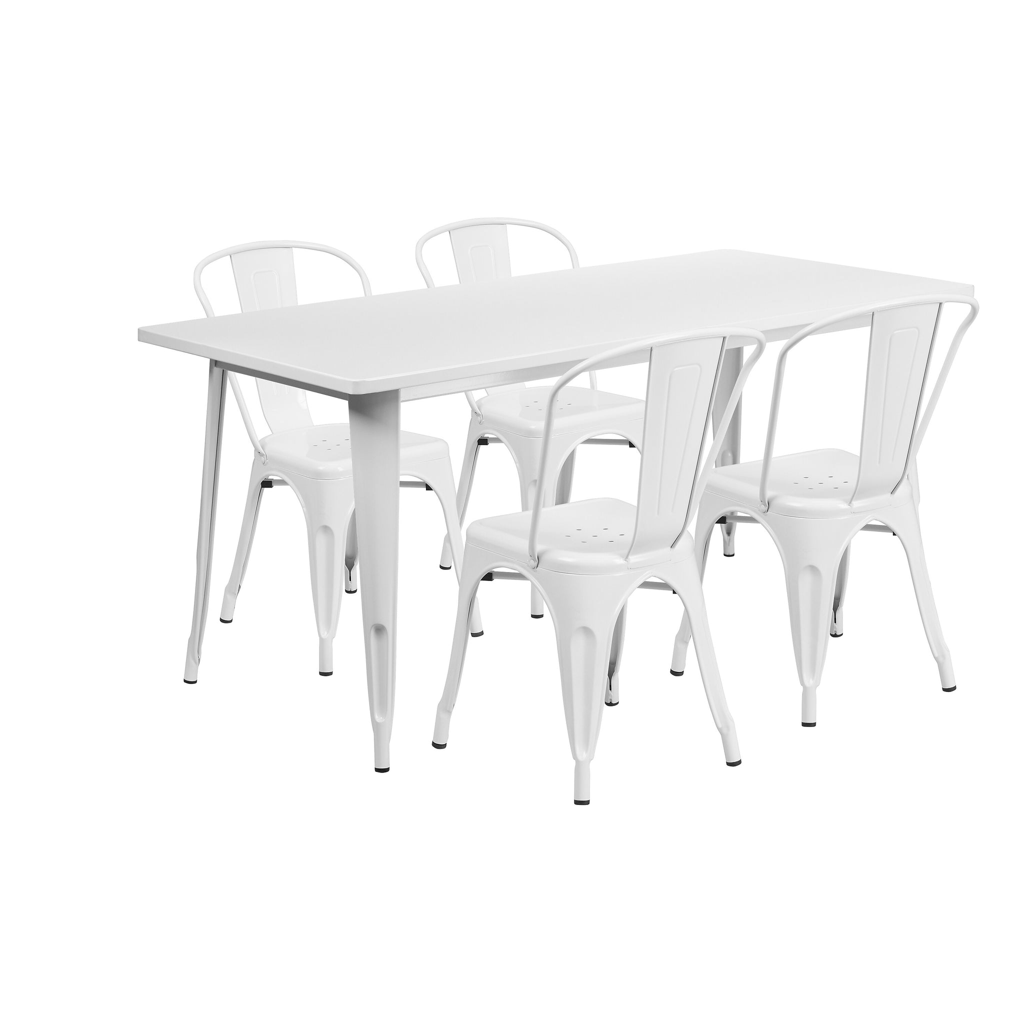 Flash Furniture Darcy Indoor-Outdoor Table Set with 4 Stack Chairs, 63