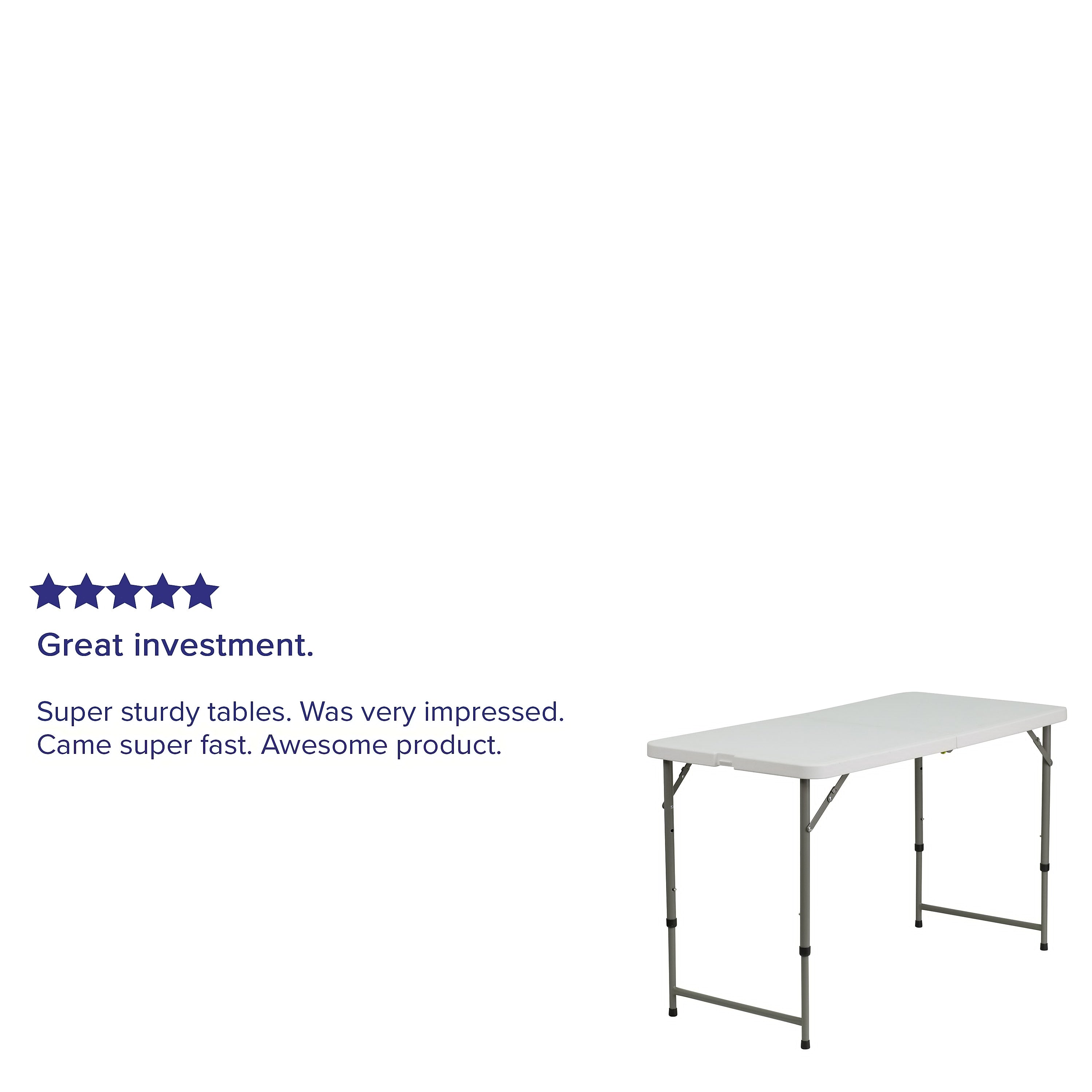 Flash Furniture Elon Folding Table, 47.75" x 23.75", Granite White