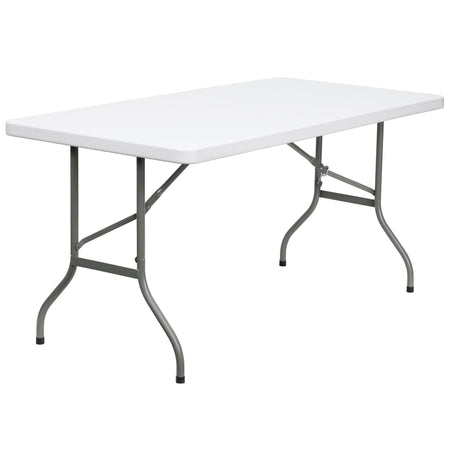 Flash Furniture Elon Folding Table, 60" x 30", Granite White