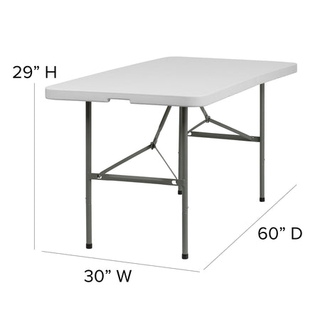 Flash Furniture Elon Folding Table, 60" x 30", Granite White