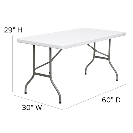 Flash Furniture Elon Folding Table, 60" x 30", Granite White