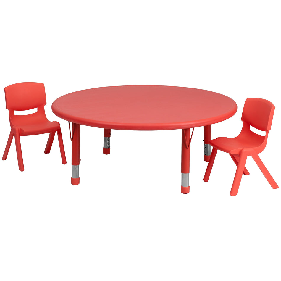 Flash Furniture Emmy 45" Round Activity Table Set, Height Adjustable, Red