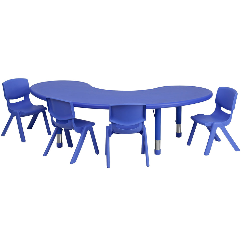 Flash Furniture Emmy 65" Half-Moon Activity Table Set, Height Adjustable, Blue