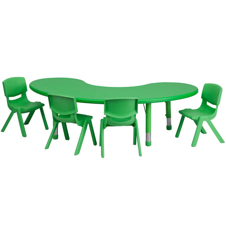 Flash Furniture Emmy 65" Half-Moon Activity Table Set, Height Adjustable, Green